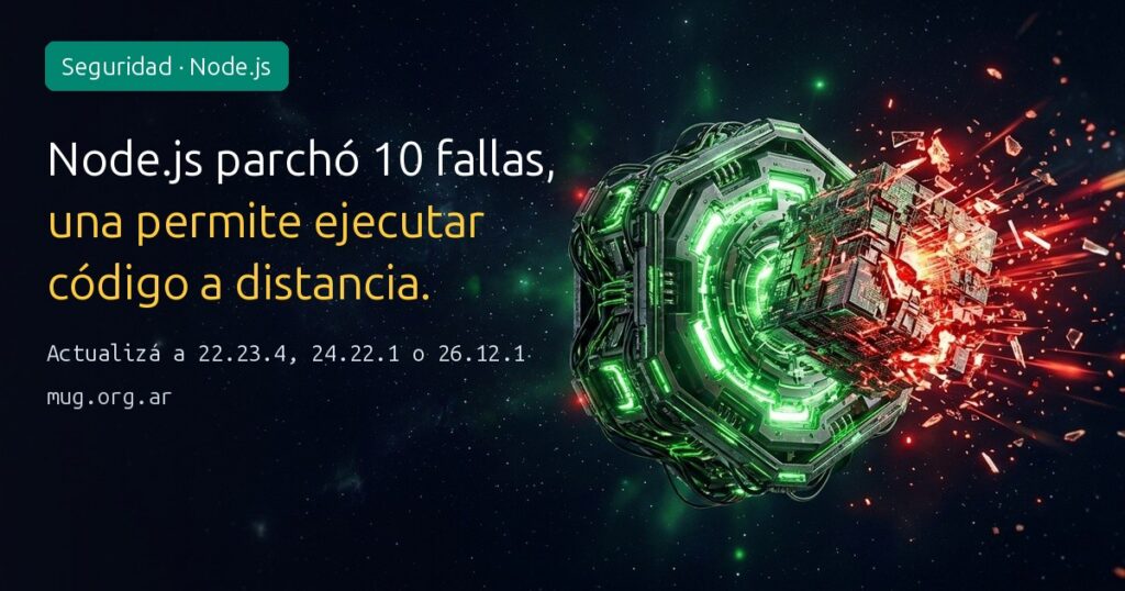 Node.js corrige 10 vulnerabilidades, entre ellas una falla en Brotli que permite ejecutar código remoto